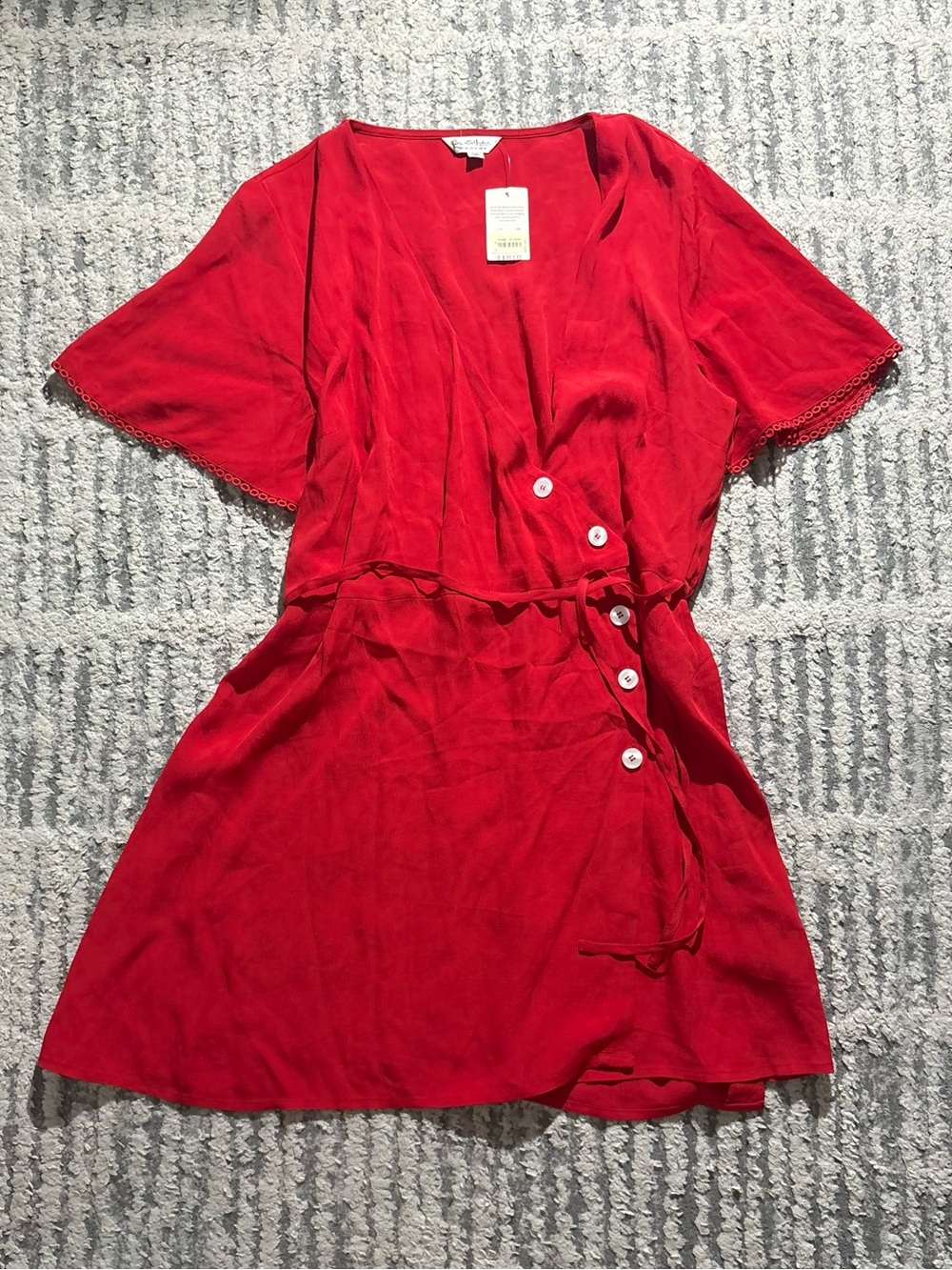 NWT Miss Selfridge red wrap style button tie mini dress size 12